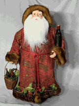Seasons Designs 24" Bugundy coat Vintage Wine carrying Santa Claus 