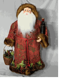 Seasons Designs 24" Bugundy coat Vintage Wine carrying Santa Claus 