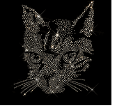 Premium rhinestone crystal cat shirt black or white S to 3X