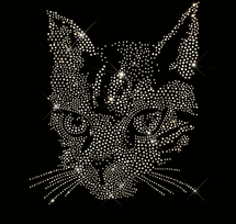 Premium rhinestone crystal cat shirt black or white S to 3X