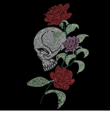 Premium rhinestone crystal Ivy rose skull black shirt S to 3X