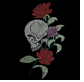 Premium rhinestone crystal Ivy rose skull black shirt S to 3X