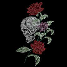 Premium rhinestone crystal Ivy rose skull black shirt S to 3X