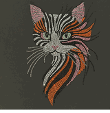 Premium rhinestone crystal orange cat black or white shirt S to 3X
