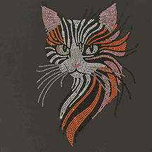 Premium rhinestone crystal orange cat black or white shirt S to 3X