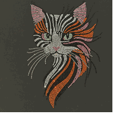Premium rhinestone crystal orange cat black or white shirt S to 3X