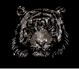 Premium rhinestone crystal silver tiger face shirt S to 3X