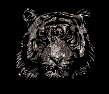 Premium rhinestone crystal silver tiger face shirt S to 3X