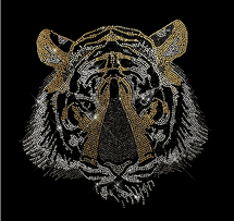 Premium rhinestone crystal tiger face shirt S to 3X