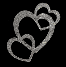 Premium rhinestone crystal triple heart shirt S to 3X
