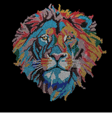 Premium rhinestone shirt multi color lion S to 3X