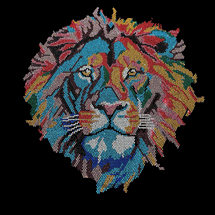 Premium rhinestone shirt multi color lion S to 3X