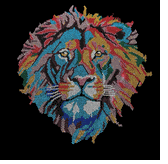 Premium rhinestone shirt multi color lion S to 3X
