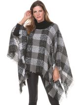pretty turtleneck black plaid poncho top by Magic Scarf