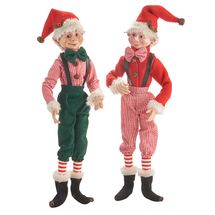 Raz Imports Christmas  elf 18  red green bow tie