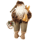 Raz Imports brown Santa Claus skis woodland SITTING 20"