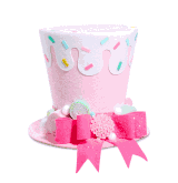 Raz Imports pink sprinkles tree topper top hat Charles Dickens