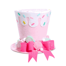 Raz Imports pink sprinkles tree topper top hat Charles Dickens