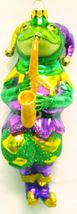 Sold out December Diamonds Mardi Gras Jester frog playing Saxophone glass ornament