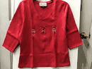Christine Alexander red shirt vneck FITTED 3 small reindeer heads size large