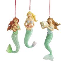 Resin Mermaid Christmas ornament 3 to choose from 5" 