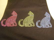 Rhinestone 3 cats black apron
