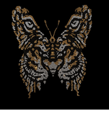 rhinestone crystal butterfly tiger black shirt S to 3X
