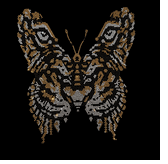 rhinestone crystal butterfly tiger black shirt S to 3X