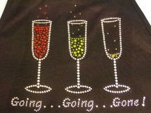 Rhinestone decorated apron Going going gone black
