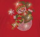 Rhinestone snowman and mini tree 3/4 sleeve tee shirt