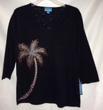Sea Salt palm tree black shirt v-neck burnout Medium or 3x