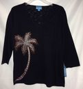 Sea Salt palm tree black shirt v-neck burnout Medium or 3x