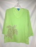 Sea Salt green top  burnout nailhead turtle M to XL 1x to 3x