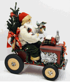 Seadsons Designs 18" Lighted Santa on wooden tractor