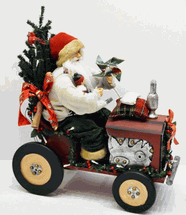 Seadsons Designs 18" Lighted Santa on wooden tractor