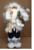 Season's Designs 18 " Santa in Gray faux Fur with skis