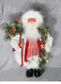 Seasons Design  24" lighted Santa Claus with white poinsettia jacket