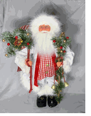 Seasons Design  24" lighted Santa Claus with white poinsettia jacket