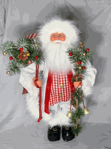 Seasons Design  24" lighted Santa Claus with white poinsettia jacket