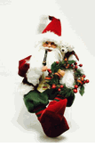 Seasons Designs 18" sitting Santa Claus with Pipe, Bear & Wreath 