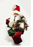 Seasons Designs 18" sitting Santa Claus with Pipe, Bear & Wreath 
