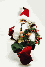 Seasons Designs 18" sitting Santa Claus with Pipe, Bear & Wreath 