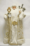 Seasons Designs 32"  Regal Santa Claus in creme and gold with staff