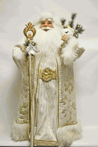 Seasons Designs 32"  Regal Santa Claus in creme and gold with staff
