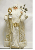 Seasons Designs 32"  Regal Santa Claus in creme and gold with staff