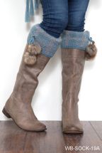 Simply Noelle sherlock boot socks faux fur trim agave, blue jean, sugarplum, oyster