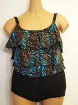 T.H.E. Swimwear women's Triple tier ruffle trq swimsuit size 18W or 24W