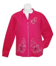 Tia Designs jacket Fuchsia Hibiscus Rhinestone Sizes Medium or 1x