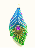 December Diamonds Peacock jeweled glass feather ornament
