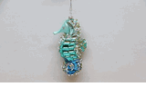 December Diamonds Glass glittered Seahorse holiday ornament